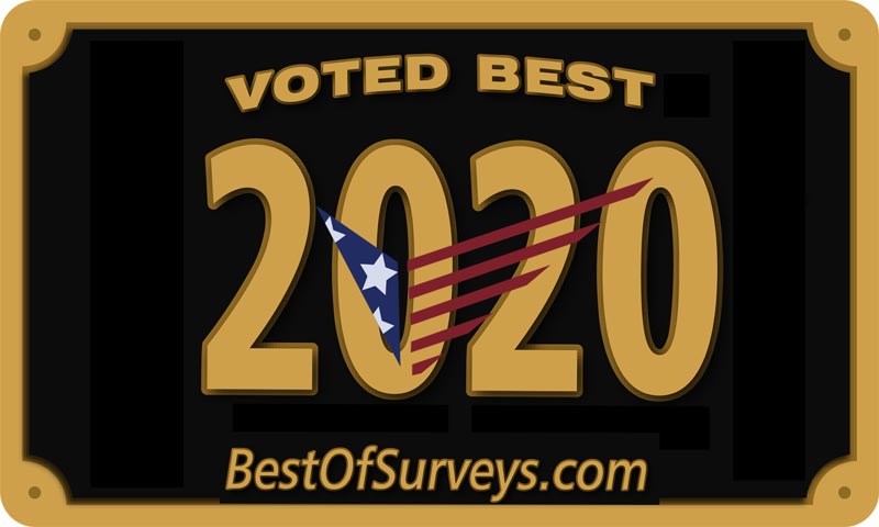 A graphic reading: Voted best, 2020. BestOfSurveys.com.