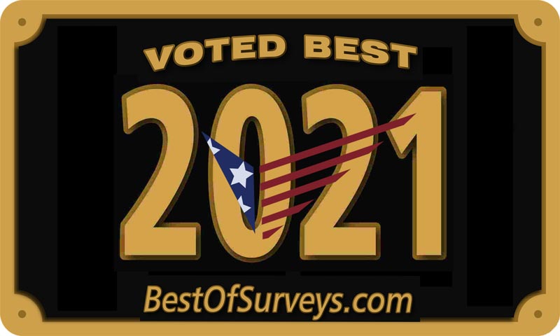 A graphic reading: Voted best, 2021. BestOfSurveys.com.